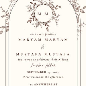 Invitación clásica a la ceremonia Nikkah / Tarjeta electrónica para boda musulmana tradicional / Invitación digital a la ceremonia Nikkah