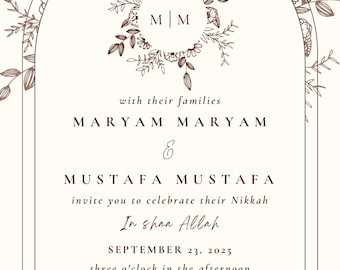 Classic Nikkah Ceremony Invitation | Traditional Muslim Wedding E-Card | Digital Nikah Invite
