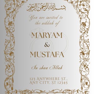 Elegante Nikkah-ceremonie-uitnodiging | Digitale islamitische trouwkaart | Direct downloaden