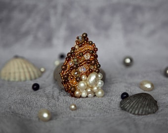 Muschel Perlen Pin Brosche.