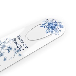 Floral Corner Bookmark: Elegant Blue Rose Design, Book Lover Gift