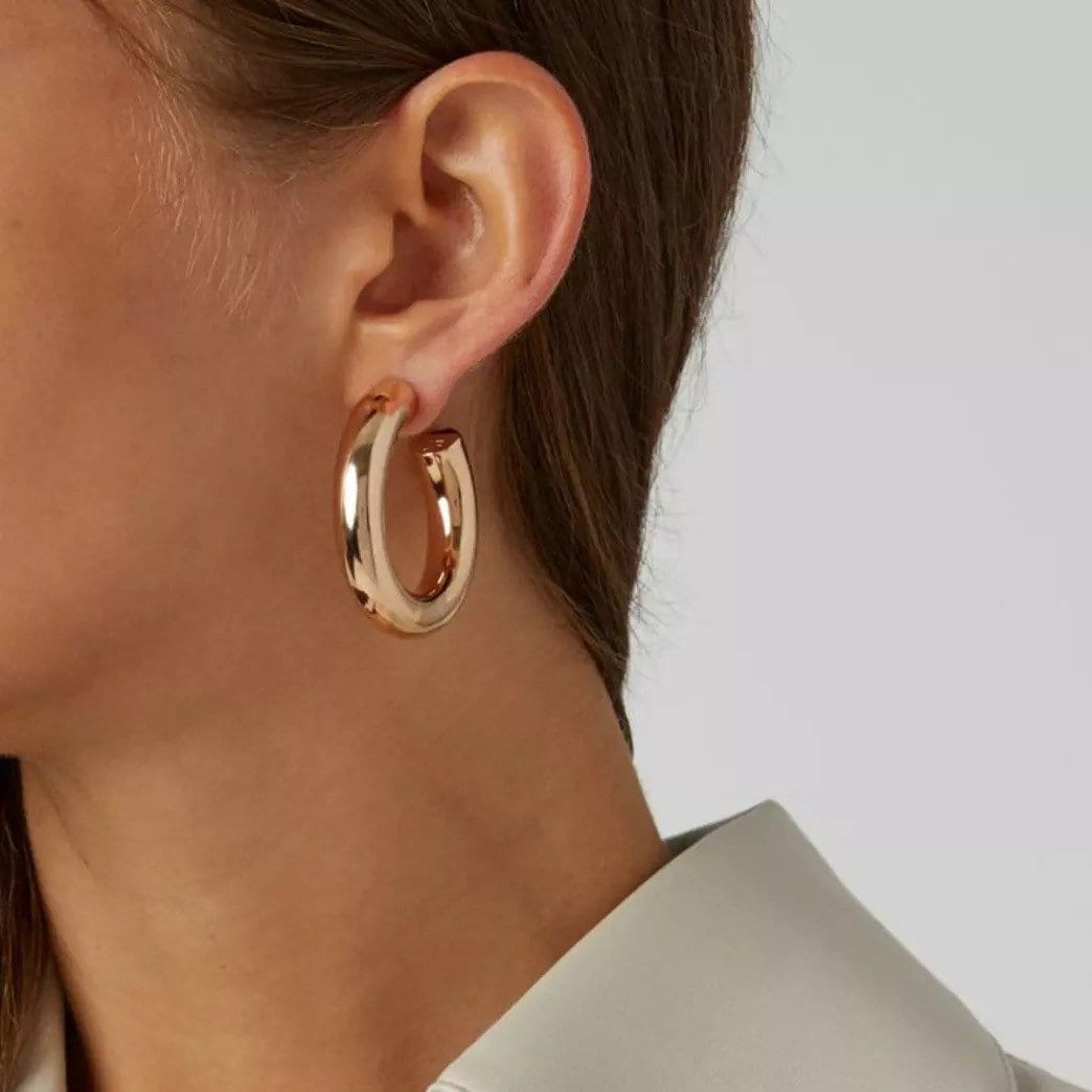 Large Hollow Chunky Gold Hoop Earrings / Thick Tube Gold Hoops Etsy UK