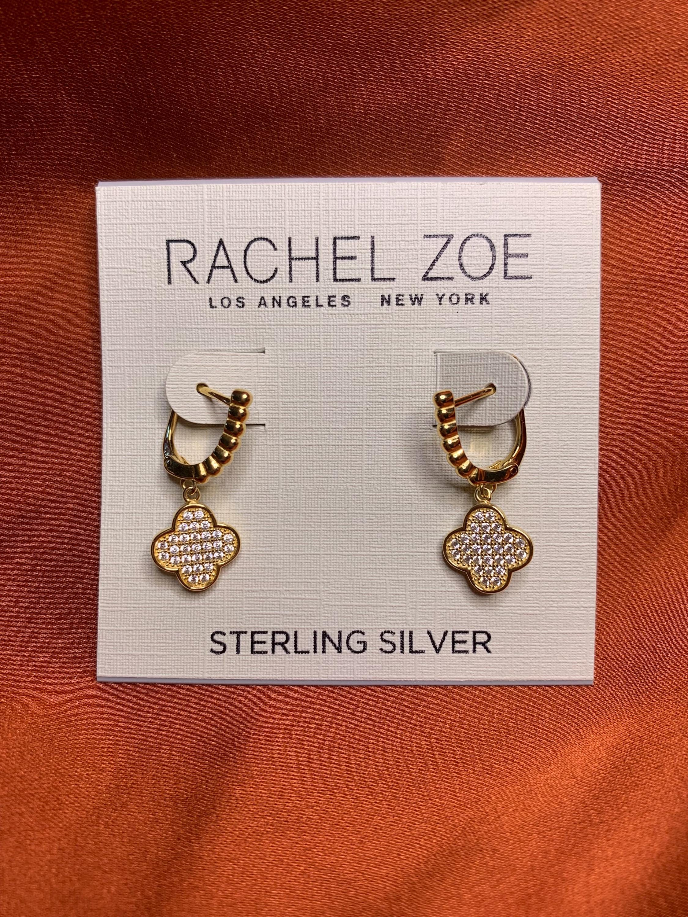Rachel Zoe Van Cleef Clover Diamond Gold Medium Hoop Earrings