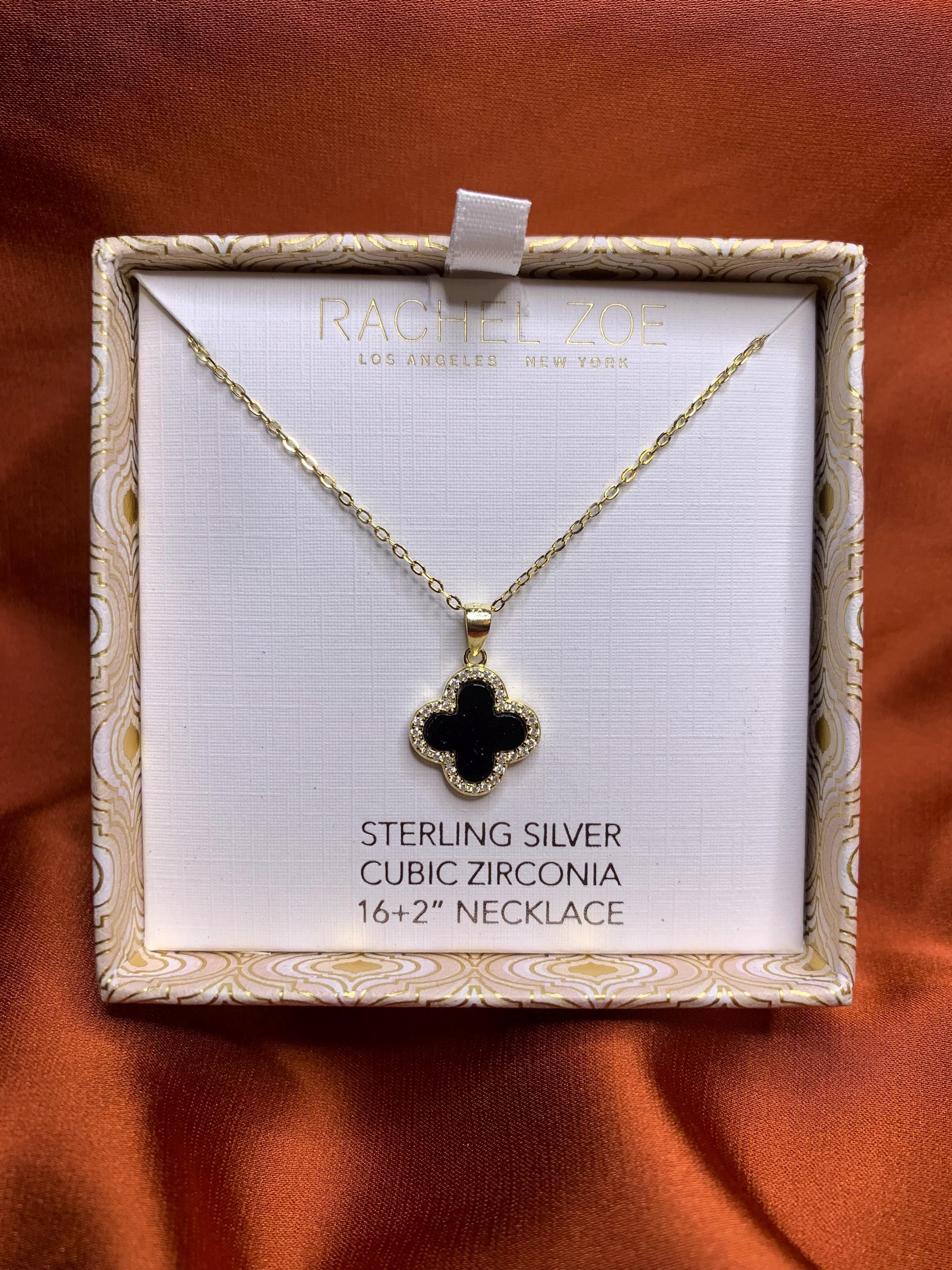 【STONEHENgE】Silver Material Cubic Clover Necklace SC24D43P LANBEIDE Four Leaf Clover Necklace, 925 Sterling Silver