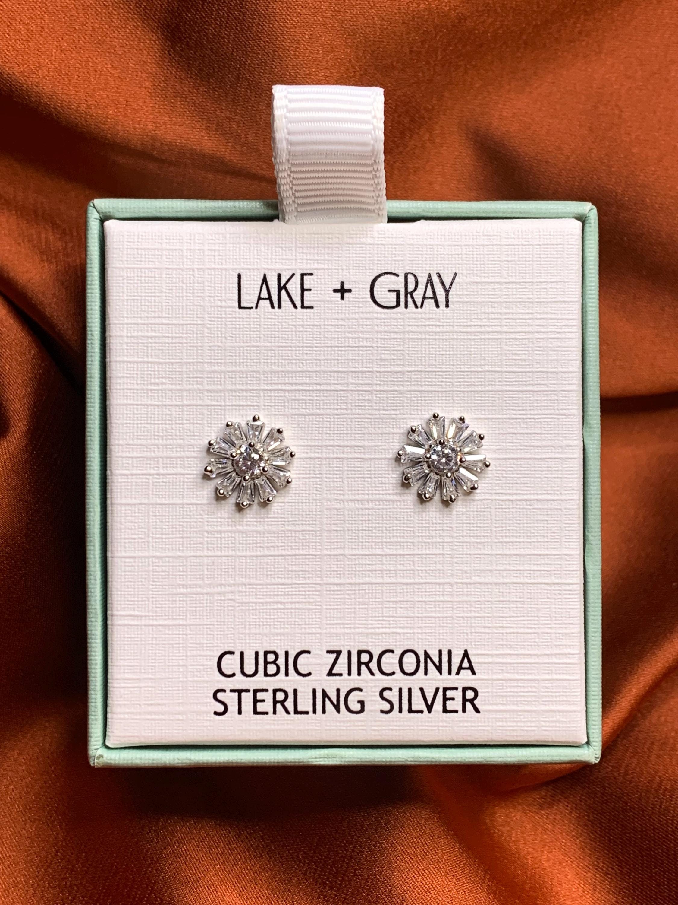 Women's 925 Silver Plated Stud Earrings With Cubic Zirconia - Wedding Gift Jewelry Set