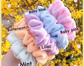 Pastel velour scrunchies