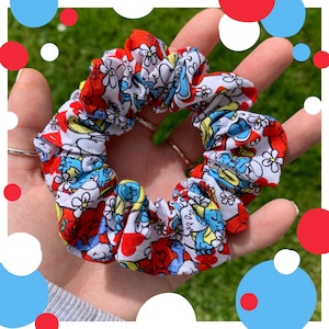 Smurf and Smurfette scrunchie/hair tie