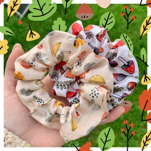 Woodland mushrooms scrunchie/hair tie