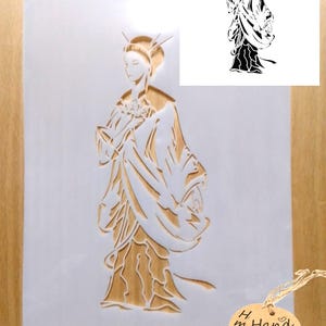 Geisha stencil Airbrush art stencil artists geisha Japanese template Japan 2 sizes available Mylar ships worldwide.