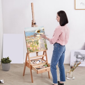 Studio H-Frame Easel Holds Canvas Art up to 36&quot; Beechwood Artists Easel