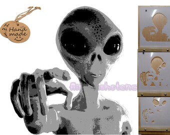 Alien stencil Airbrush art stencil set Artists 3 layer alien template Mylar ships worldwide.