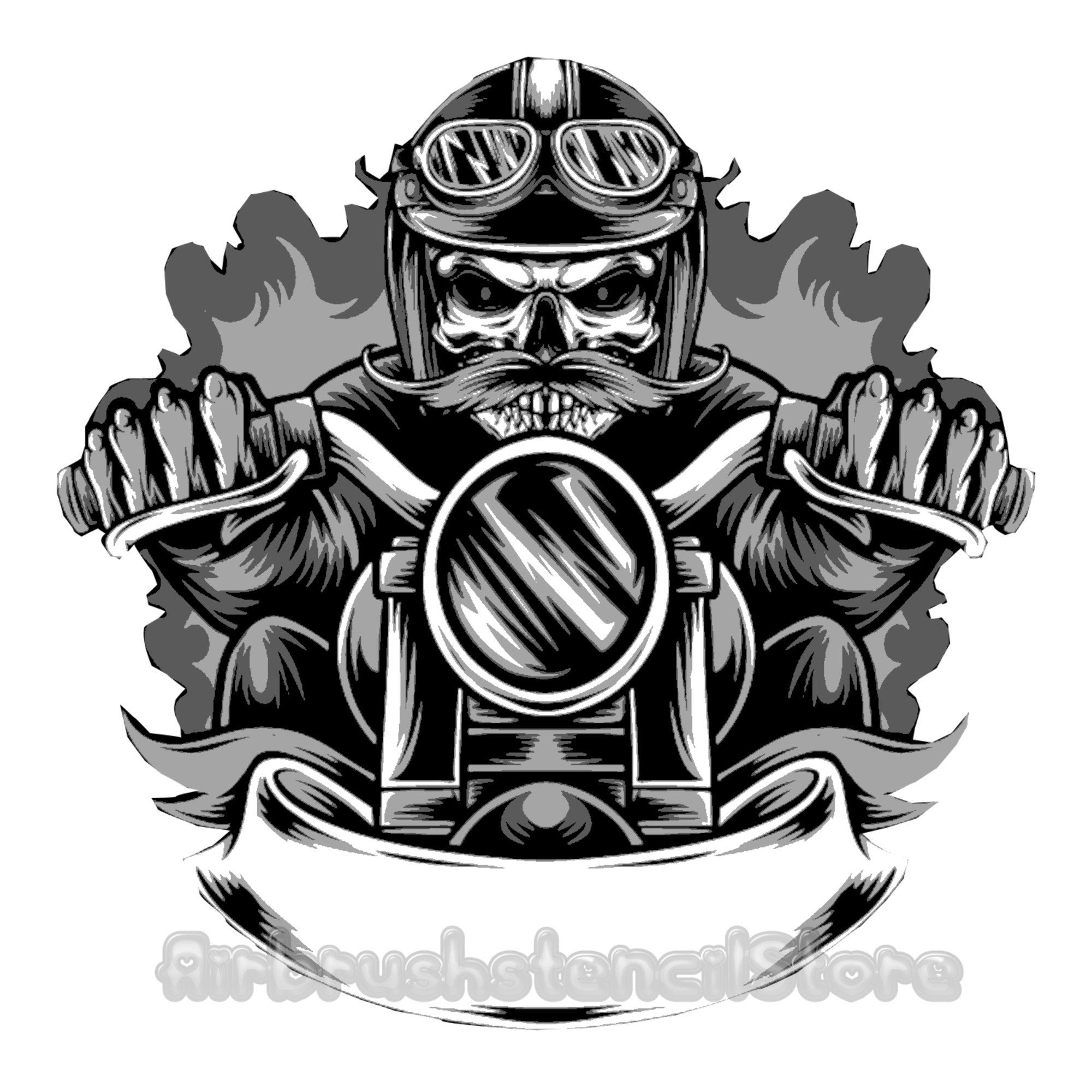 Three Layer Biker Airbrush Art Stencil Set Mylar Ships - Etsy UK