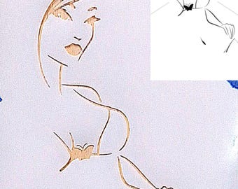 Girl Airbrush art stencil Artist Template available in 6 sizes Mylar ships worldwide.