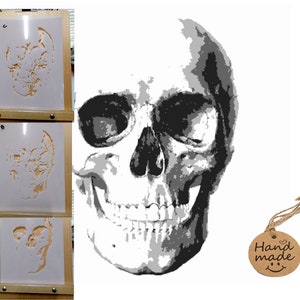 Skull stencil 3 layer Airbrush art stencil set Artists skull template Mylar ships worldwide.
