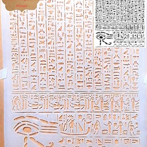Egyptische hiërogliefenstencil airbrushstencil Artiesten Egyptische sjabloon Mylar wordt wereldwijd verzonden