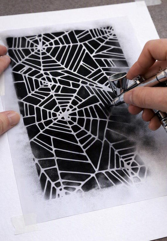 Cobweb stencil airbrush stencil Artists spider web template Mylar Halloween ships worldwide