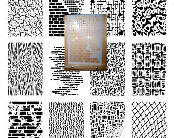 Texture stencil J Airbrush art stencils Artists background textures template Mylar ships worldwide.