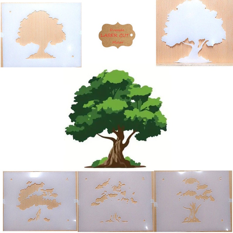 Tree Stencil For Router Tree Stencil Four Layer Airbrush Art Stencil Set Artists Tree Template ...