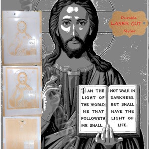 Jesus stencil Airbrush art stencil set Artists religious template set Mylar ships worldwide.