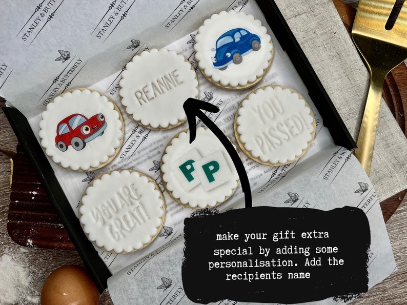 Bespoke Personalised Driving Test Pass Biscuits In Gift Box Cookies Gifts for her Gifts for Him For Son Daughter Set: ZQJ23 image 3