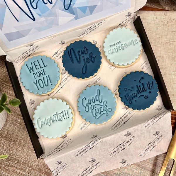 Letterbox Biscuit - New Job BLUE | Gifts for her | Gifts for him | Personalised gifts | New Job Gifts