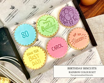 Bespoke Personalised Birthday Biscuits In Gift Box | Cookies | Gifts for Her | Gifts For Mum Sister Auntie Gran Daughter Aunty | Set: D4HZ6