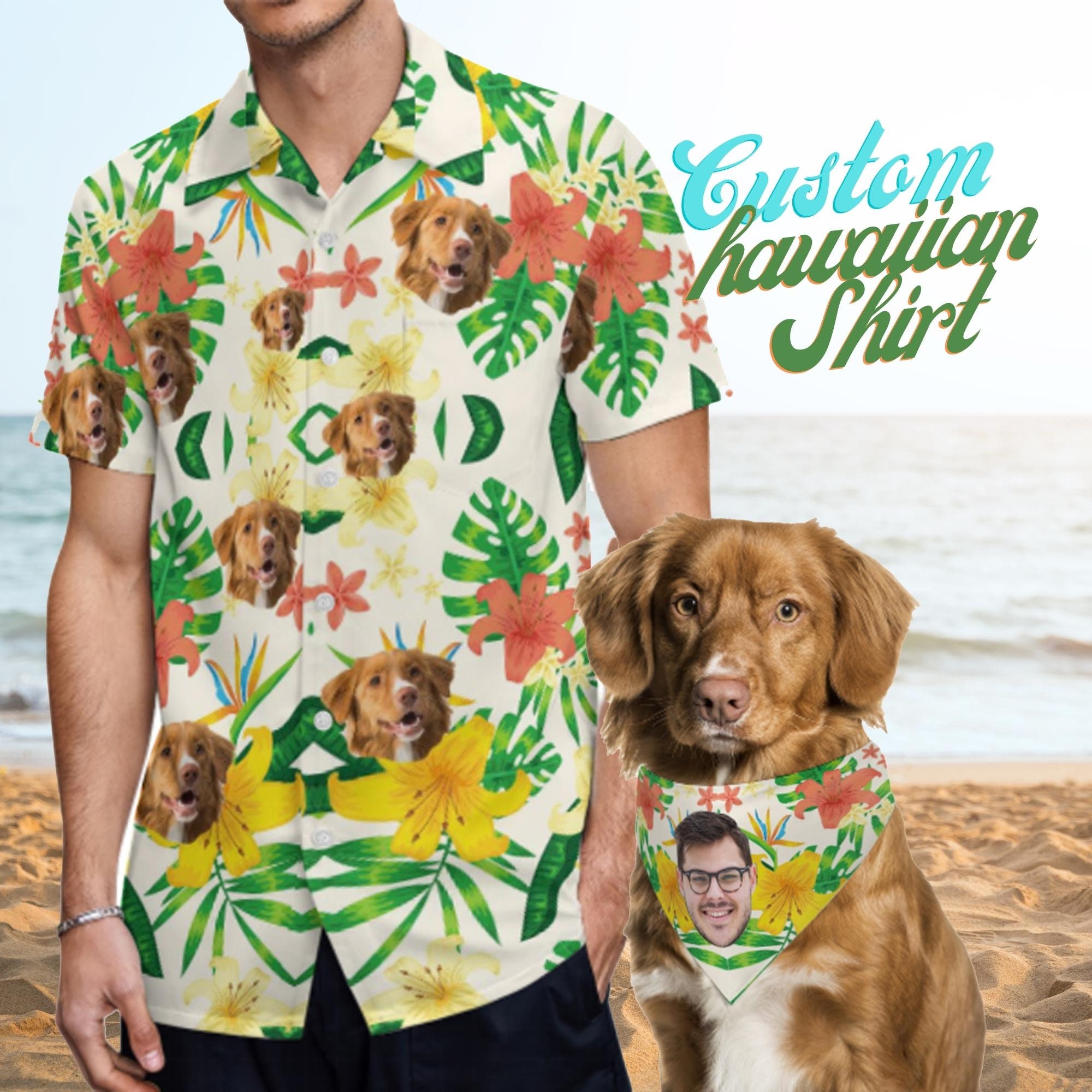 Kleding Herenkleding Overhemden & T-shirts Oxfords & Buttondowns Custom Car/Face/Dog/Cat Women/Men/Kids Hawaiian Shirt Photo Hawaii Shirt Personalized Face Tropical Pattern Aloha Shirt Dog Person Gift 