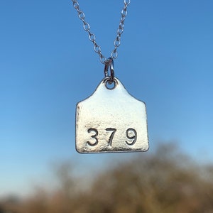 Custom Cow Ear Tag Necklace | Sterling Silver | Jewellery | Gift | Farm Cattle Calf Agri | Birthday Christmas | Wife Girlfriend Friend Mum