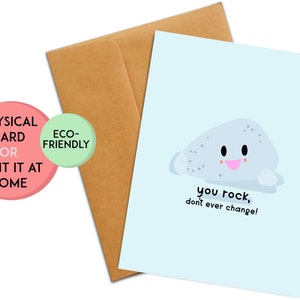Merci le jeu de mots | carte de remerciement drôle | Cadeau de remerciement | Carte de retraite | carte de remerciement kawaii | Ami, je pense à vous, vous êtes rock
