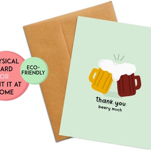 Merci le jeu de mots | carte de remerciement drôle | de remerciement pour homme | Cadeau de remerciement | Pour un ami, un collègue, un patron, je pense à vous