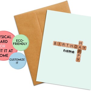 Carte d'anniversaire personnalisée | Cadeau d'anniversaire personnalisé | Scrabble | Carte d'anniversaire personnalisée | Carte d'anniversaire unique | Carte de jeu de société