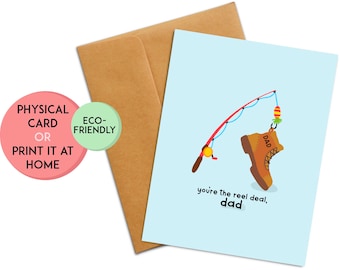 Cute Birthday Card for Dad | Retirement Card for Dad | Funny Card for Dad | Dad Joke Card | Fishing Card for Dad | Fishing Gift Dad