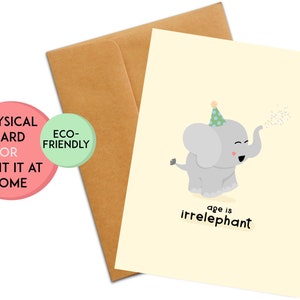 Carte de jeu de mots d'anniversaire | Carte d'anniversaire drôle | Carte drôle de vieillesse | Cadeau d'anniversaire drôle | Jolie carte d'anniversaire | Carte d'anniversaire kawaii