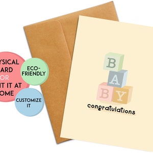Carte personnalisée nouveau-né | Cadeau baby shower | Carte mignonne de baby shower | Joli cadeau de naissance | Cadeau personnalisé pour baby shower | Cadeau bébé personnalisé
