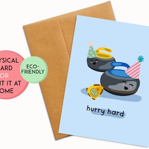carte d'anniversaire de curling | Cadeau d'anniversaire de curling | Carte amusante pour bigoudi | Carte d'anniversaire sportive | Cadeau d'anniversaire d'athlète | Carte d'anniversaire au Canada