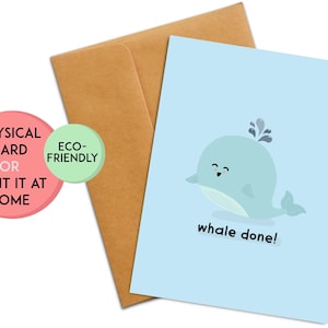 Carte de jeu de mots de félicitations | Carte de félicitations drôle | Cadeau de félicitations | Carte de félicitations kawaii | Pendaison de crémaillère, nouvel emploi