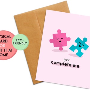 Carte d'anniversaire mignonne | Carte d'anniversaire ringard | de jeux de société | Vous me complétez | Anniversaire drôle | Carte puzzle