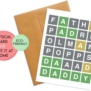 Carte Wordle pour papa | Carte d'anniversaire de papa | Carte de fête des pères drôle | Carte de retraite pour papa | Carte d'anniversaire Wordle | Carte amusante pour papa
