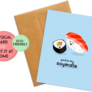 carte d'anniversaire de sushi | Carte d'anniversaire mignonne | carte pour petite amie | carte pour petit ami | Je t'aime | Anniversaire | Carte Âme soeur