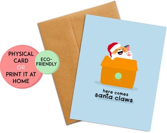 Tarjeta navideña divertida / Tarjeta navideña para amantes de las mascotas / Regalo navideño para amantes de las mascotas / Tarjeta navideña divertida / Tarjeta navideña de gato / Tarjeta navideña de gato
