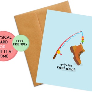 Carte de jeu de mots de félicitations | carte de remerciement drôle | Cadeau de félicitations | Merci pour l'homme | carte d'anniversaire de pêche | Extérieur, camping, canoë