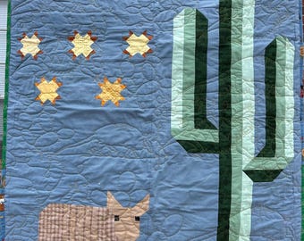 Gürteltier und Saguaro Baby Quilt