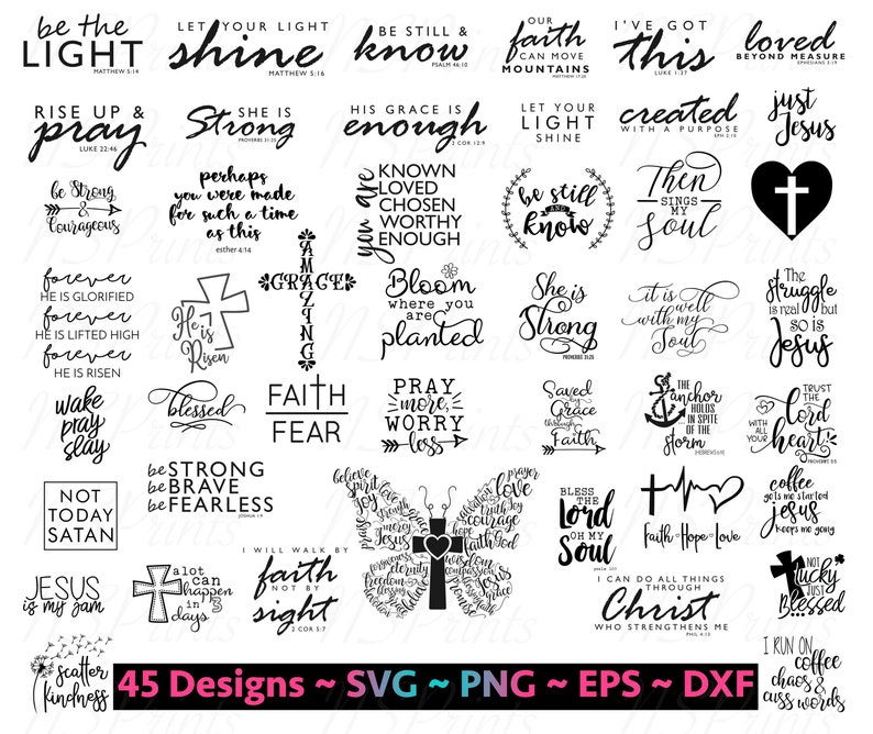 Christian Bundle SVG, Scripture Bundle, Instant Download, Bible Verse Bundle, Cut Files for Cricut, Religious SVG, Jesus, God, Faith svg dxf 