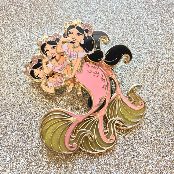 Jasmine Zodiac Mermaid Fantasy Pin Aries LE 50 Aladdin Etsy