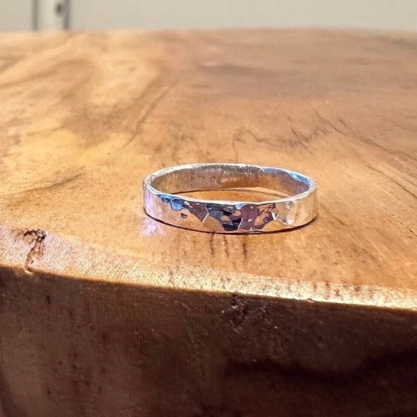 Dainty Custom Sterling Silver Hammered Ring - Message To Specify Your Size & Details