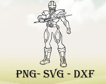 Stickers Paper Party Supplies Png Power Rangers Samurai Svg Power Rangers Silhouette Dxf For Cricut Yellow Samurai Ranger Holds Her Weapon Svg Digital Dxf Png