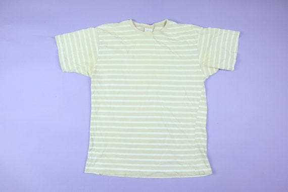 Stripes Beige White Striped 1990's T-Shirt - image 2