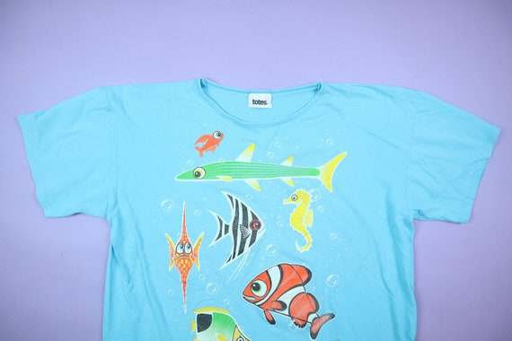 Cute Cartoon Fish 1990's Vintage T-shirt - image 1