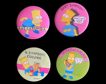 ESCOLHA UM ou MAIS! Botões de lapela sortidos Simpsons Bart 1993 1,75"