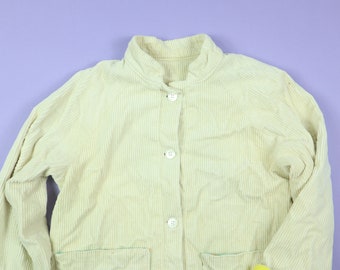 Beige Handmade cool Lining Corduroy 1980's Vintage Button Up Coat